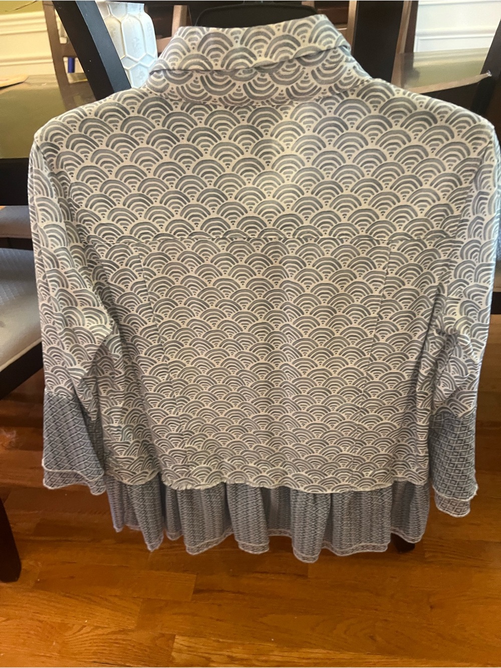 Multiples Cream & Gray Wave-Print Button Jacket! - Picture 2 of 6